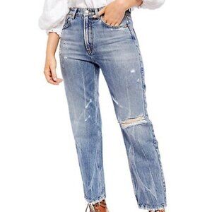 Free People We The Free Dakota Distressed Straight Leg Jeans Size 27